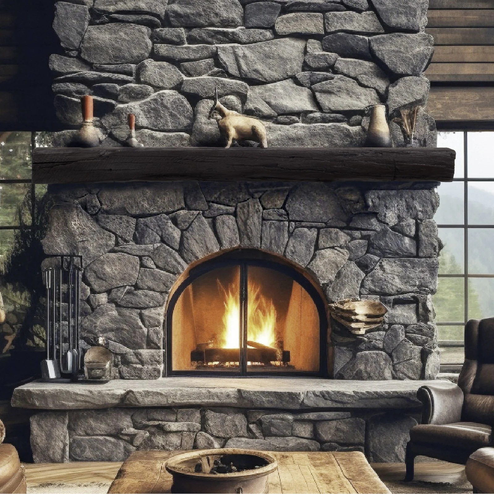 Cabin Pine Non Combustible Mantel Shelf — Lexington Hearth